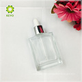 50ml clear square rubber dropper empty cosmetic glass perfume bottle